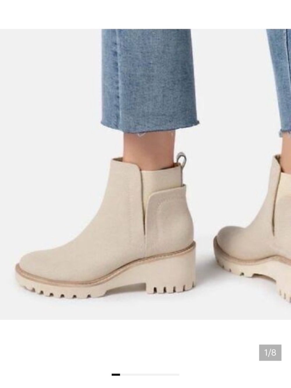 DV by Dolce Vita Cream Suede Wedge Ankle Booties